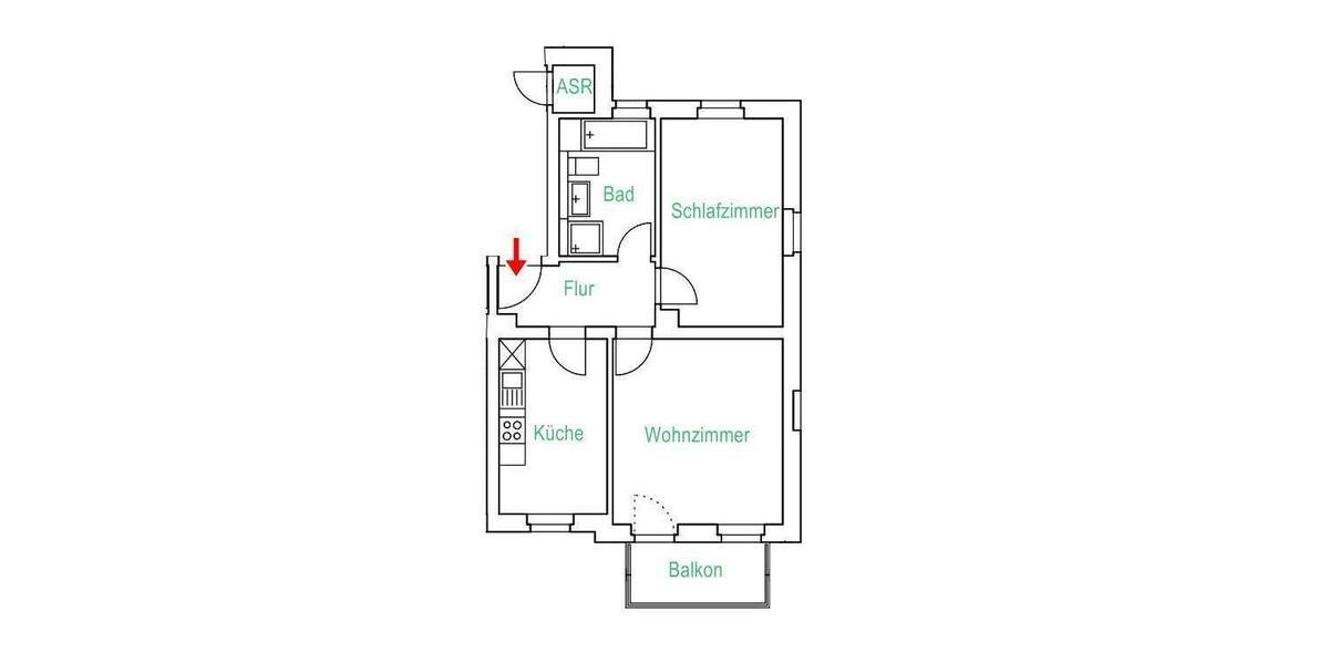 Etagenwohnung Chemnitz Reichenhain - 2 Zimmer, 54 m&sup2;, 390&euro; | Angebot:25776449
