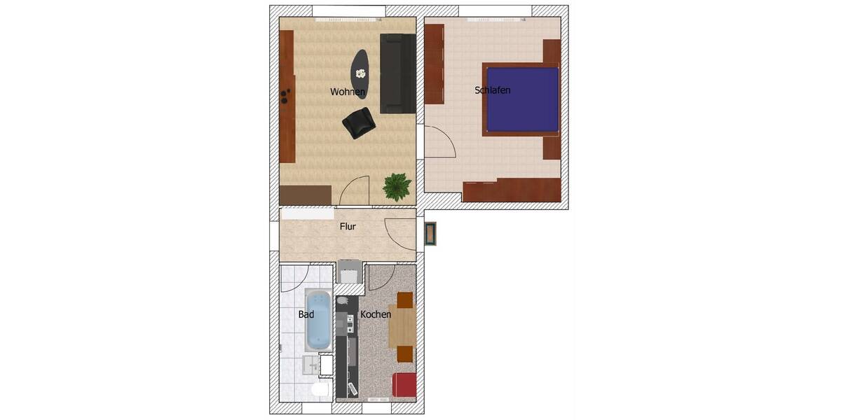 Etagenwohnung Hainichen - 2 Zimmer, 45 m&sup2;, 262&euro; | Angebot:26572765