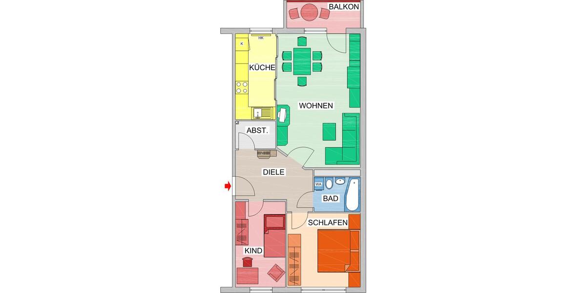 Etagenwohnung Chemnitz Markersdorf - 3 Zimmer, 69 m&sup2;, 404&euro; | Angebot:25365228