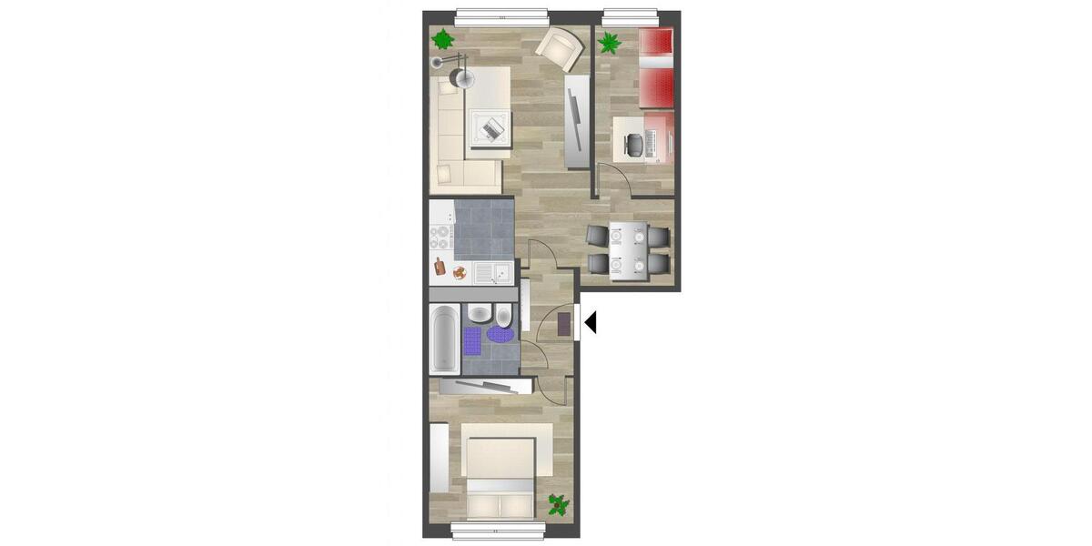 Erdgeschoßwohnung Chemnitz Helbersdorf - 3 Zimmer, 54 m&sup2;, 241&euro; | Angebot:26681834