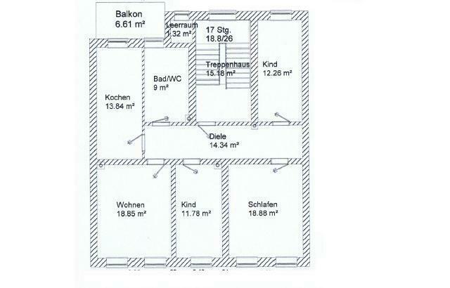 Etagenwohnung Chemnitz Ebersdorf - 4 Zimmer, 101 m&sup2;, 599&euro; | Angebot:10061361