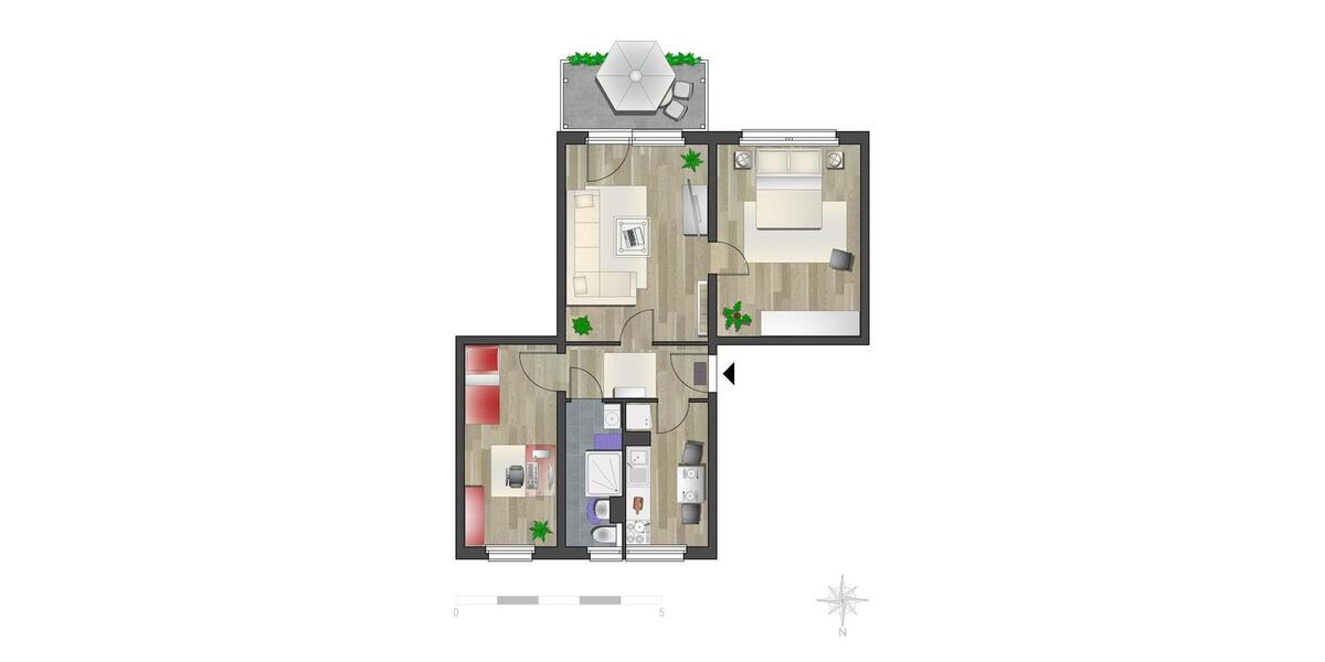 Erdgeschoßwohnung Chemnitz Adelsberg - 3 Zimmer, 59 m&sup2;, 370&euro; | Angebot:24984485