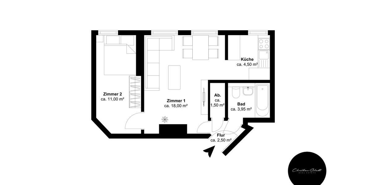 Dachgeschoßwohnung Chemnitz Altendorf - 2 Zimmer, 41 m&sup2;, 225&euro; | Angebot:26673504