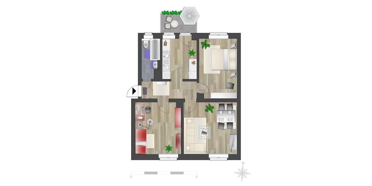 Erdgeschoßwohnung Chemnitz Kapellenberg - 3 Zimmer, 62 m&sup2;, 373&euro; | Angebot:26682186