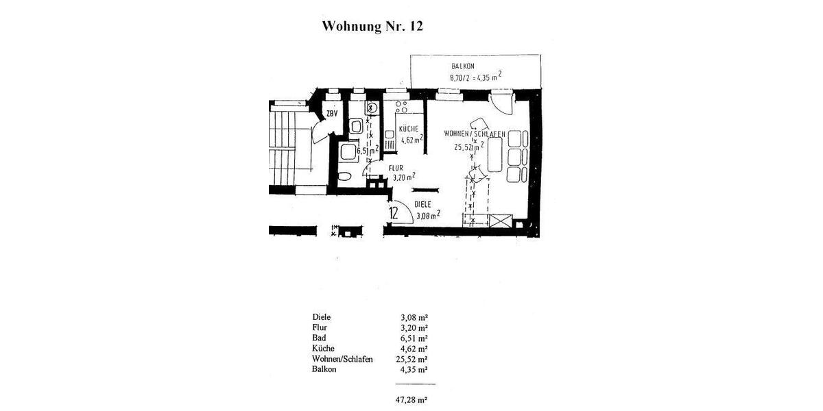 Etagenwohnung Chemnitz Hilbersdorf - 1 Zimmer, 47 m&sup2;, 299&euro; | Angebot:26262066