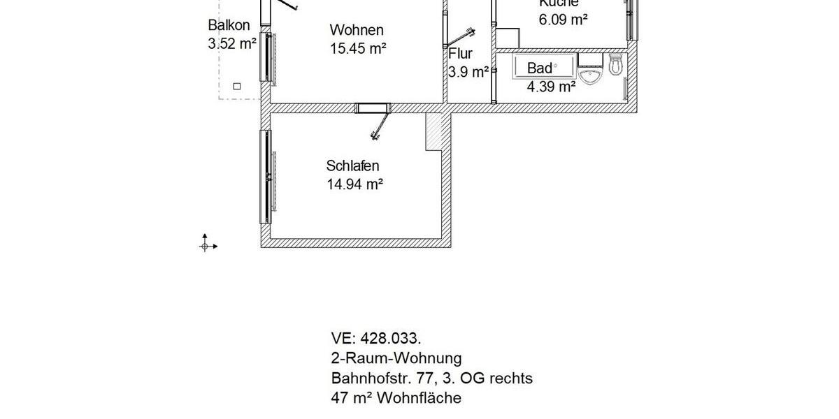 Kleine 2-Raum-Wohnung mit Balkon für Single oder Starter zimmer