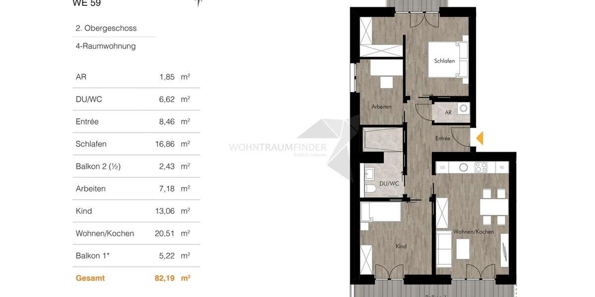 Etagenwohnung Chemnitz Rabenstein - 4 Zimmer, 82 m&sup2;, 1.253&euro; | Angebot:23393620