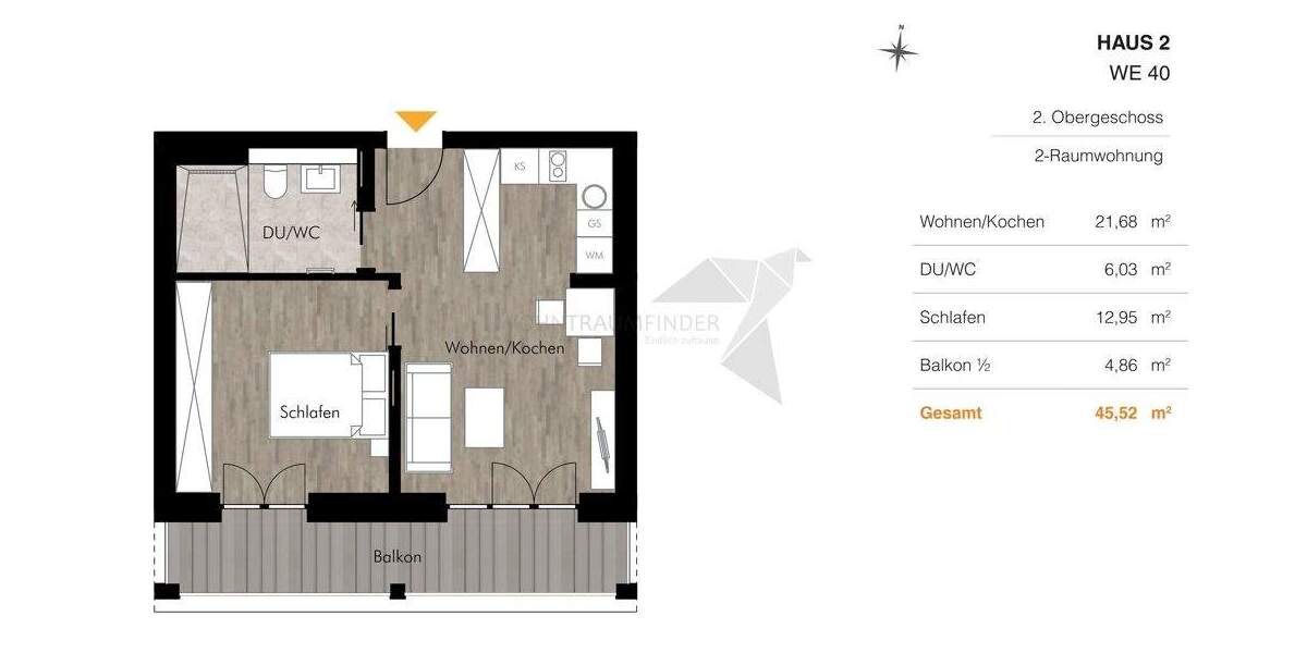 ! Neujahrsangebot ! Licht, Lage, Lebensqualität - 2-Raum-Whg. am Pelzmühlenteich mit EBK & Südbalkon 2 zimmer