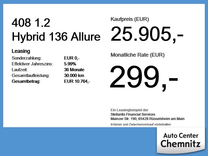 Peugeot 408 9.980 km 25.806 &euro; Chemnitz 09116