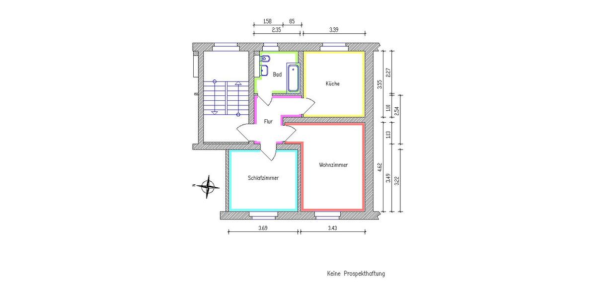 Etagenwohnung Chemnitz Adelsberg - 2 Zimmer, 51 m&sup2;, 334&euro; | Angebot:26453304