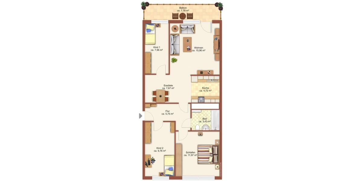 Etagenwohnung Chemnitz Helbersdorf - 4 Zimmer, 71 m&sup2;, 366&euro; | Angebot:25368437