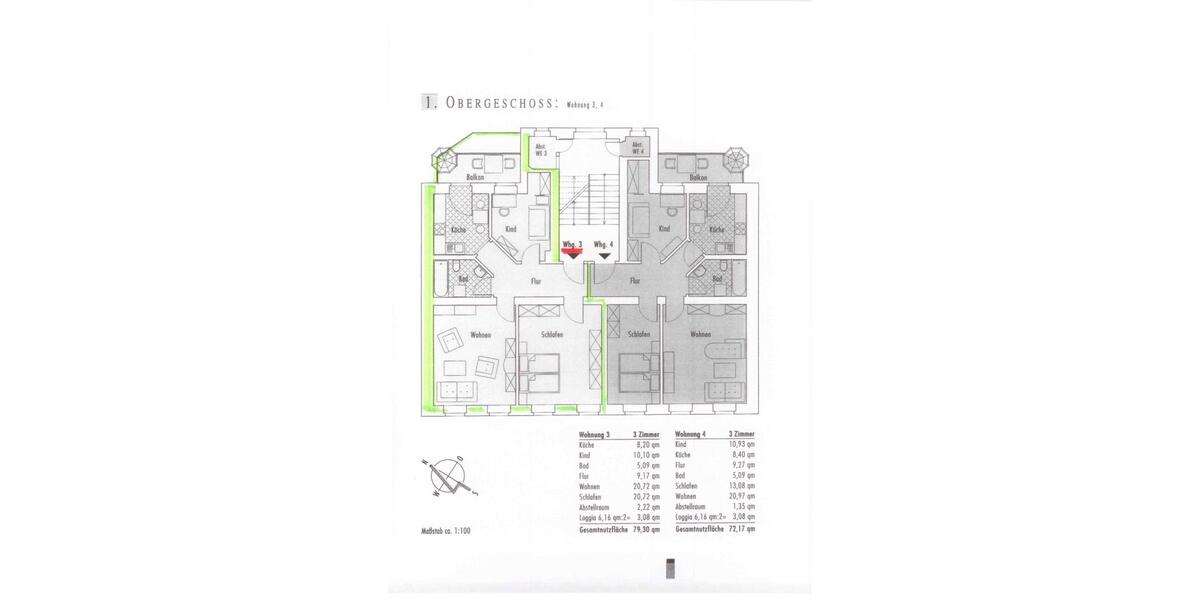 Etagenwohnung Chemnitz Altendorf - 3 Zimmer, 79 m&sup2;, 99.000&euro; | Angebot:26021824