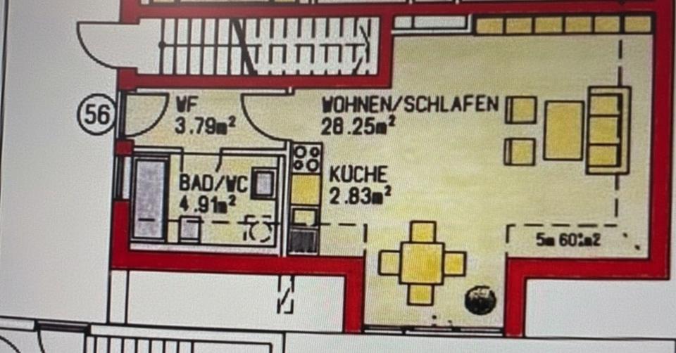 Dachgeschoßwohnung Chemnitz Ebersdorf - 1 Zimmer, 37 m&sup2;, 440&euro; | Angebot:26564177