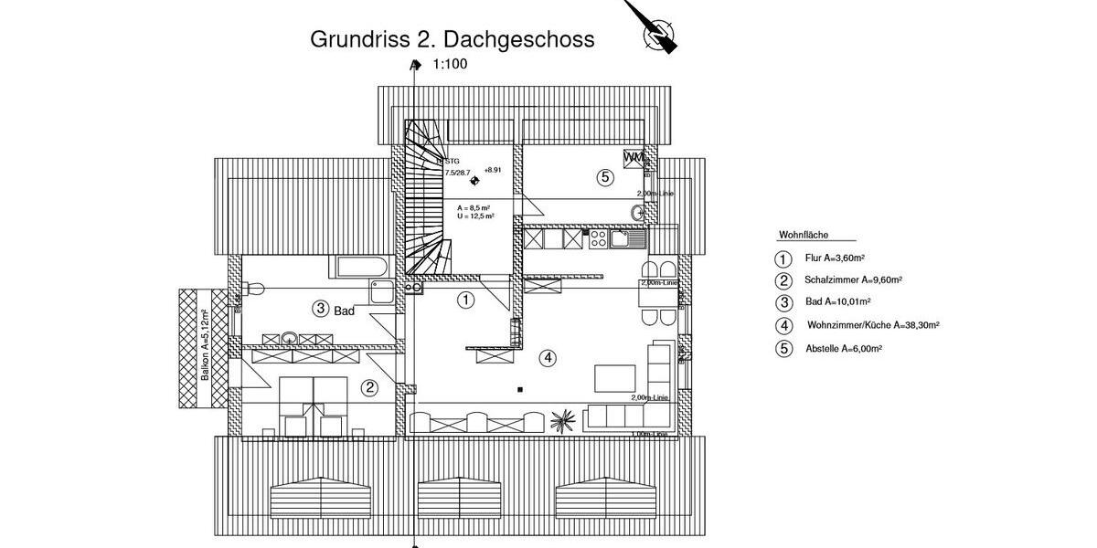 Dachgeschoßwohnung Brand-Erbisdorf Erbisdorf - 2 Zimmer, 70 m&sup2;, 699&euro; | Angebot:25947974