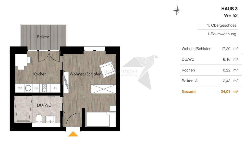++ Neujahrsangebot ++ Barrierefreie 1-Raum-Wohnung mit Einbauküche am Pelzmühlenteich 1 zimmer