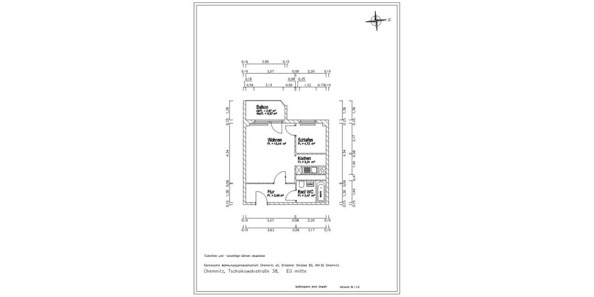 Erdgeschoßwohnung Chemnitz Hilbersdorf - 1 Zimmer, 33 m&sup2;, 246&euro; | Angebot:26165736