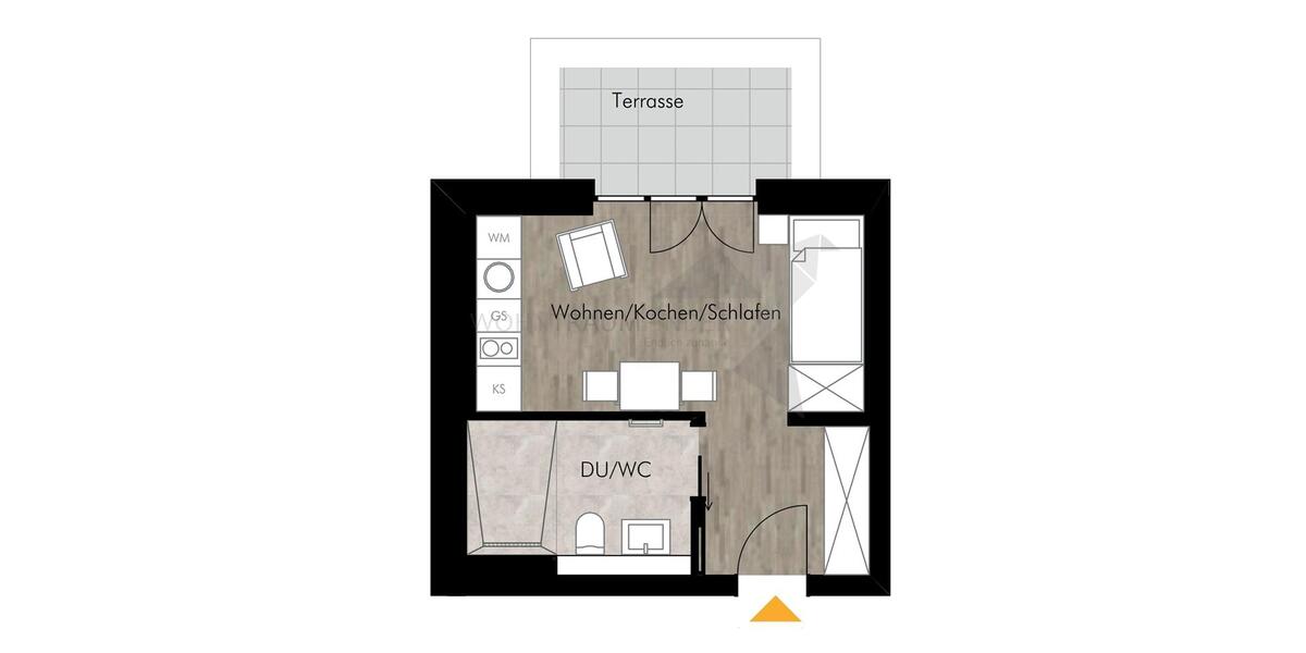 Erdgeschoßwohnung Chemnitz Rabenstein - 1 Zimmer, 28 m&sup2;, 345&euro; | Angebot:23215766