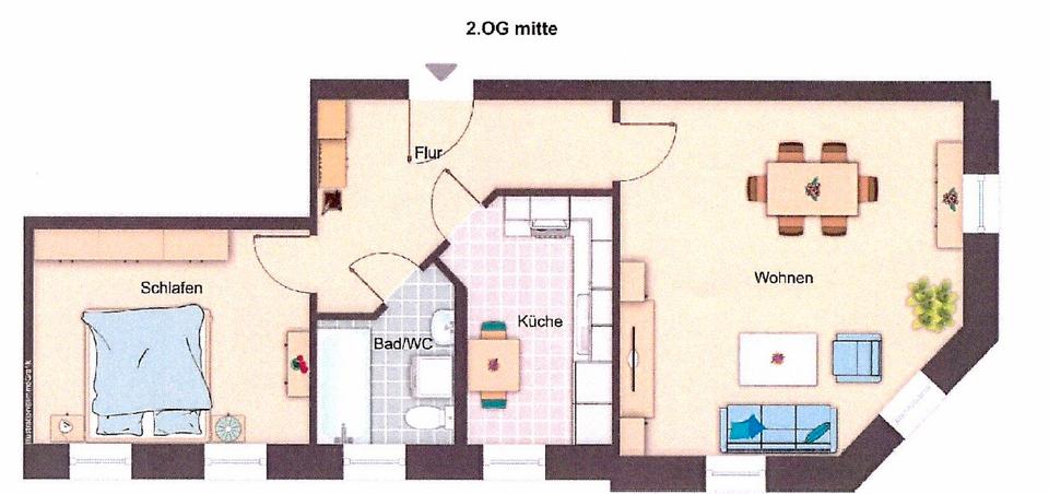 Etagenwohnung Chemnitz Altendorf - 2 Zimmer, 58 m&sup2;, 59.900&euro; | Angebot:27253444