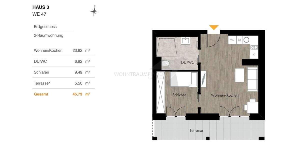 Etagenwohnung Chemnitz Rabenstein - 2 Zimmer, 45 m&sup2;, 652&euro; | Angebot:26307406