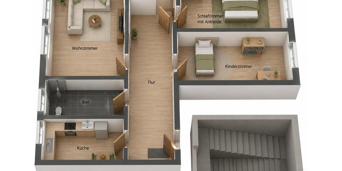 Etagenwohnung Chemnitz Rabenstein - 3 Zimmer, 90 m&sup2;, 550&euro; | Angebot:26073245