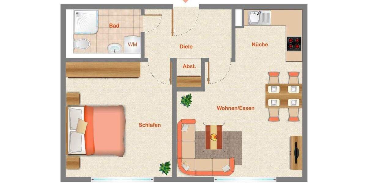Etagenwohnung Mittweida - 2 Zimmer, 45 m&sup2;, 52.428&euro; | Angebot:25725754