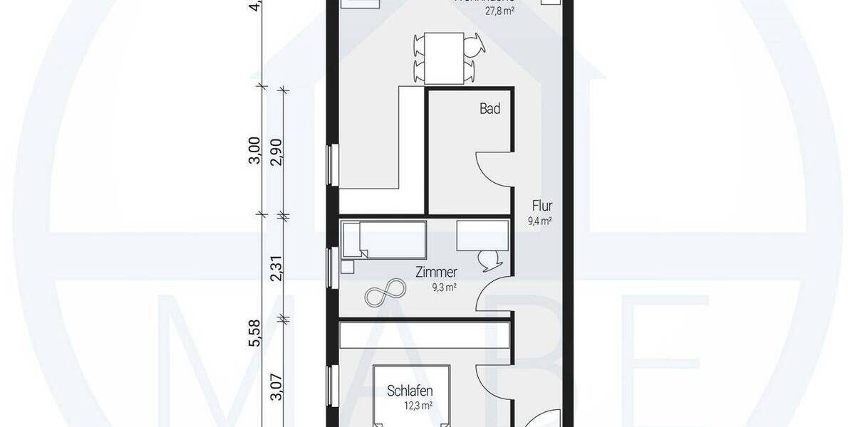 Etagenwohnung Limbach-Oberfrohna Oberfrohna - 3 Zimmer, 65 m&sup2;, 375&euro; | Angebot:26796499