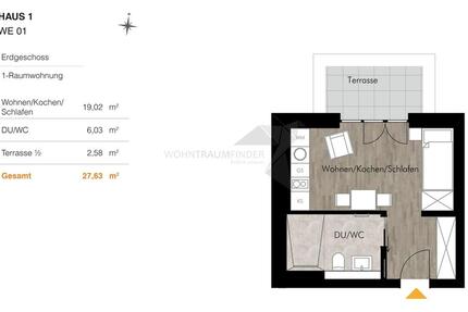 Wohnung Chemnitz Rabenstein - 1 Zimmer, 28 m&sup2;, 345&euro; | Angebot:23215766
