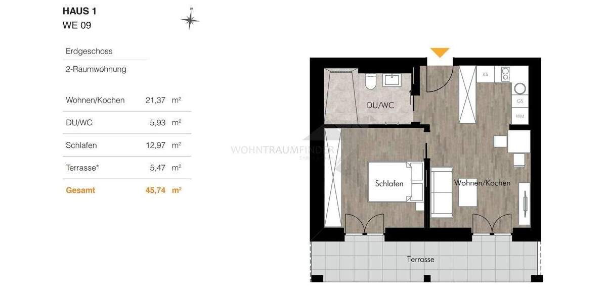 Etagenwohnung Chemnitz Rabenstein - 2 Zimmer, 45 m&sup2;, 572&euro; | Angebot:25681440
