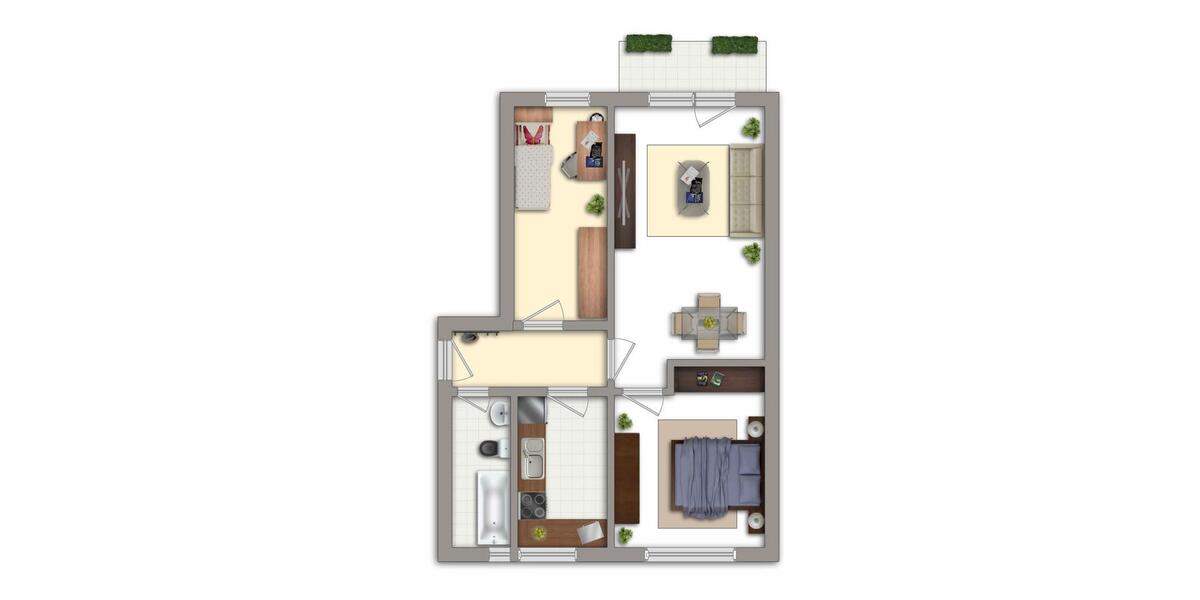 Erdgeschoßwohnung Chemnitz Helbersdorf - 3 Zimmer, 59 m&sup2;, 335&euro; | Angebot:25869667