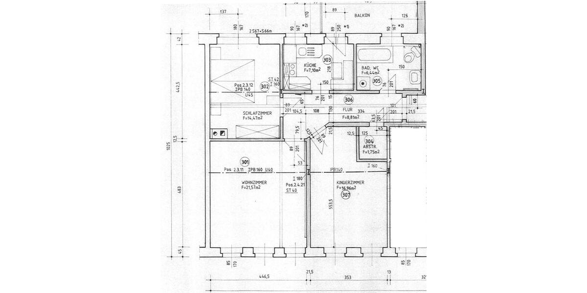 Großzügige 3-Raum-Wohnung mit Balkon 3 zimmer