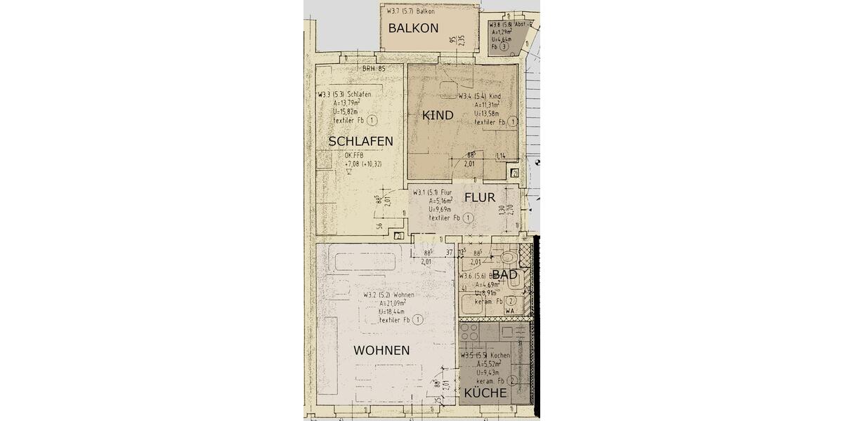Etagenwohnung Chemnitz Ebersdorf - 3 Zimmer, 63 m&sup2;, 350&euro; | Angebot:25363725