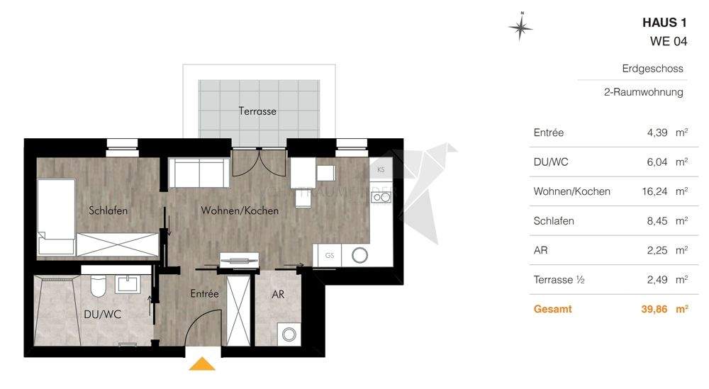 Etagenwohnung Chemnitz Rabenstein - 2 Zimmer, 39 m&sup2;, 538&euro; | Angebot:25734213