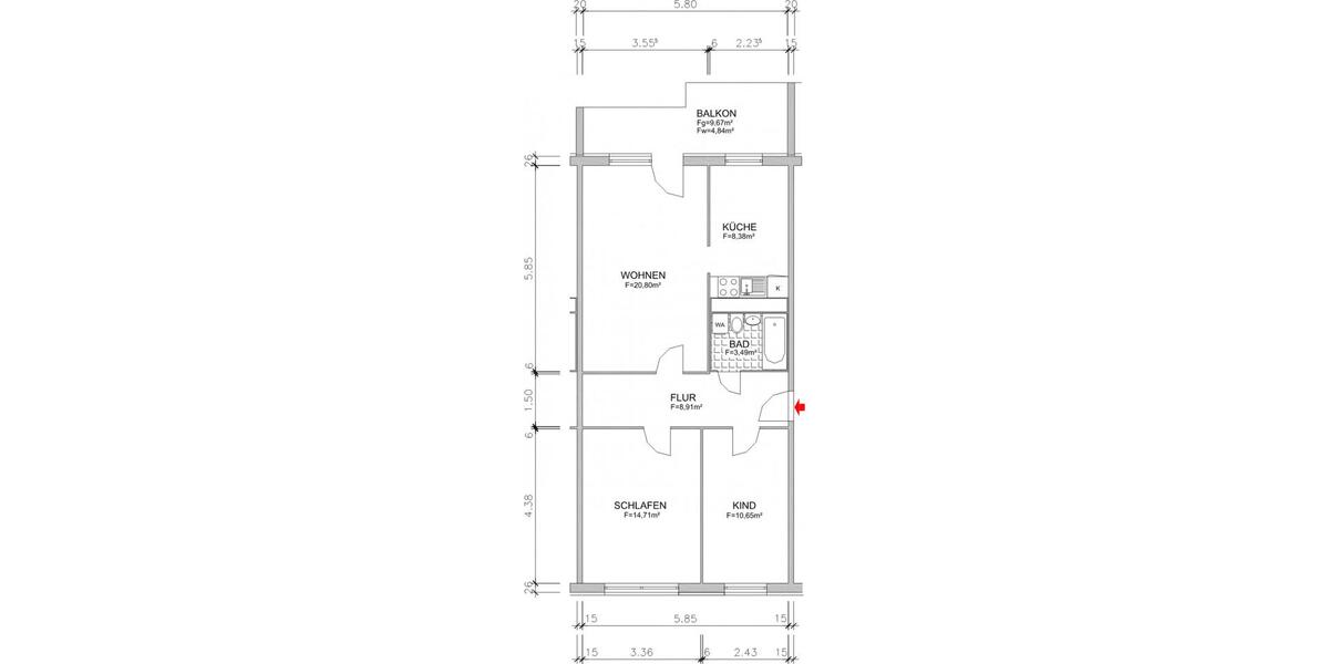 Etagenwohnung Chemnitz Klaffenbach - 3 Zimmer, 72 m&sup2;, 482&euro; | Angebot:26262076