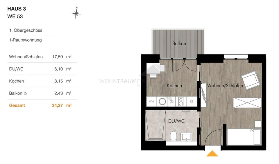 + Erstbezug nach Neubau + Singlewohnung mit Einbauküche & Balkon - barrierefrei, effizient, modern 1 zimmer