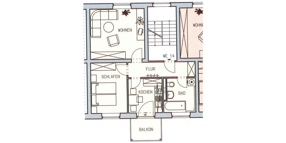 Etagenwohnung Chemnitz Sonnenberg - 2 Zimmer, 51 m&sup2;, 270&euro; | Angebot:26043623