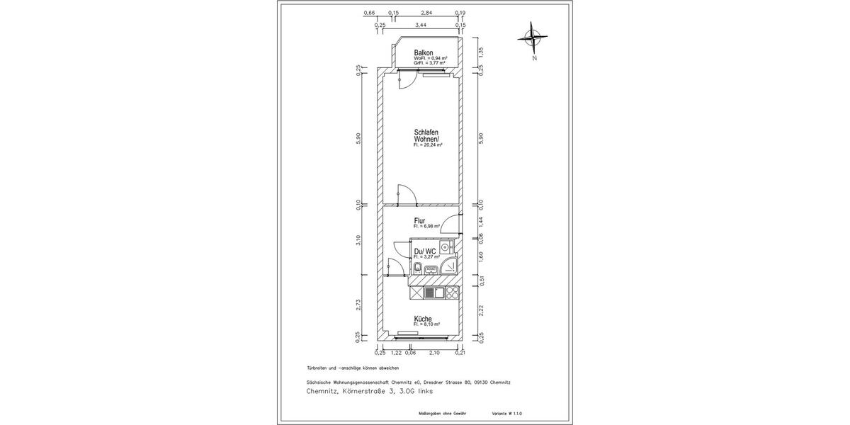 Etagenwohnung Chemnitz Hilbersdorf - 1 Zimmer, 40 m&sup2;, 237&euro; | Angebot:26008280