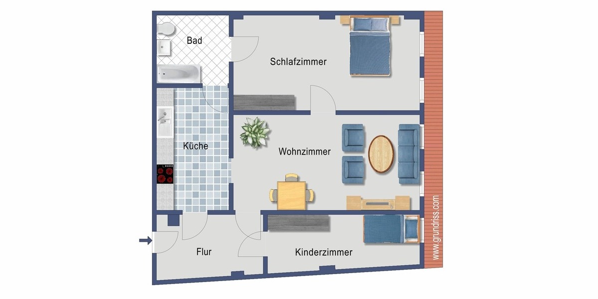 WG geeignet-3-Zimmer-Wohnung mit Einbauküche in zentraler Lage von Mittweida - Dachgeschoßwohnung Mittweida Rößgen | Angebot:27279778