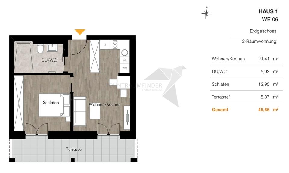 Erdgeschoßwohnung Chemnitz Rabenstein - 2 Zimmer, 46 m&sup2;, 650&euro; | Angebot:23102840