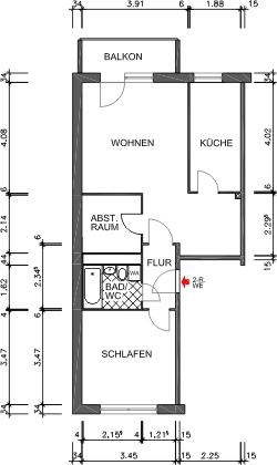 Etagenwohnung Chemnitz Markersdorf - 2 Zimmer, 56 m&sup2;, 318&euro; | Angebot:25751130