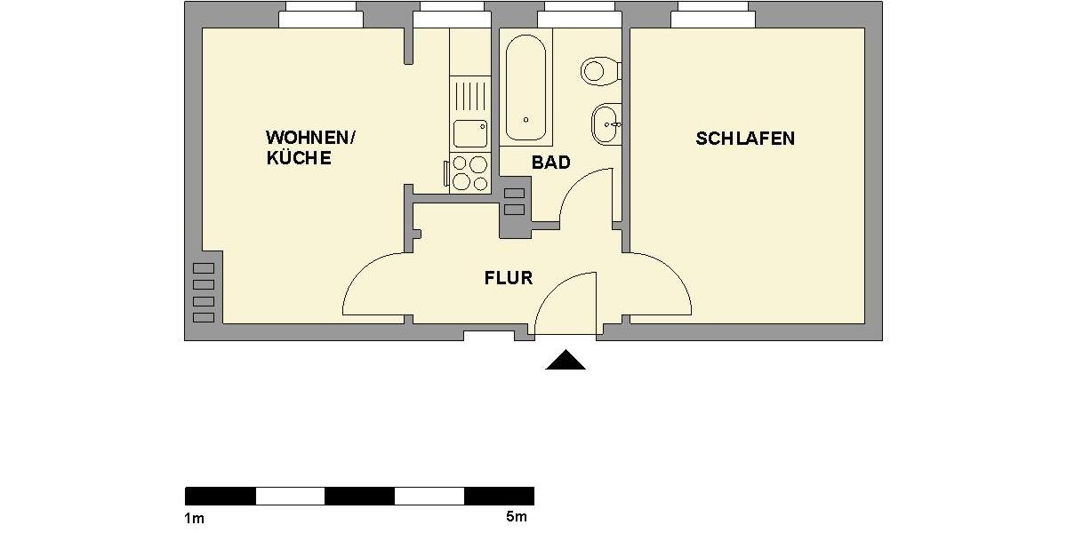 Ländlich gelegene 2-Raum-Wohnung mit Tageslichtbad 2 zimmer