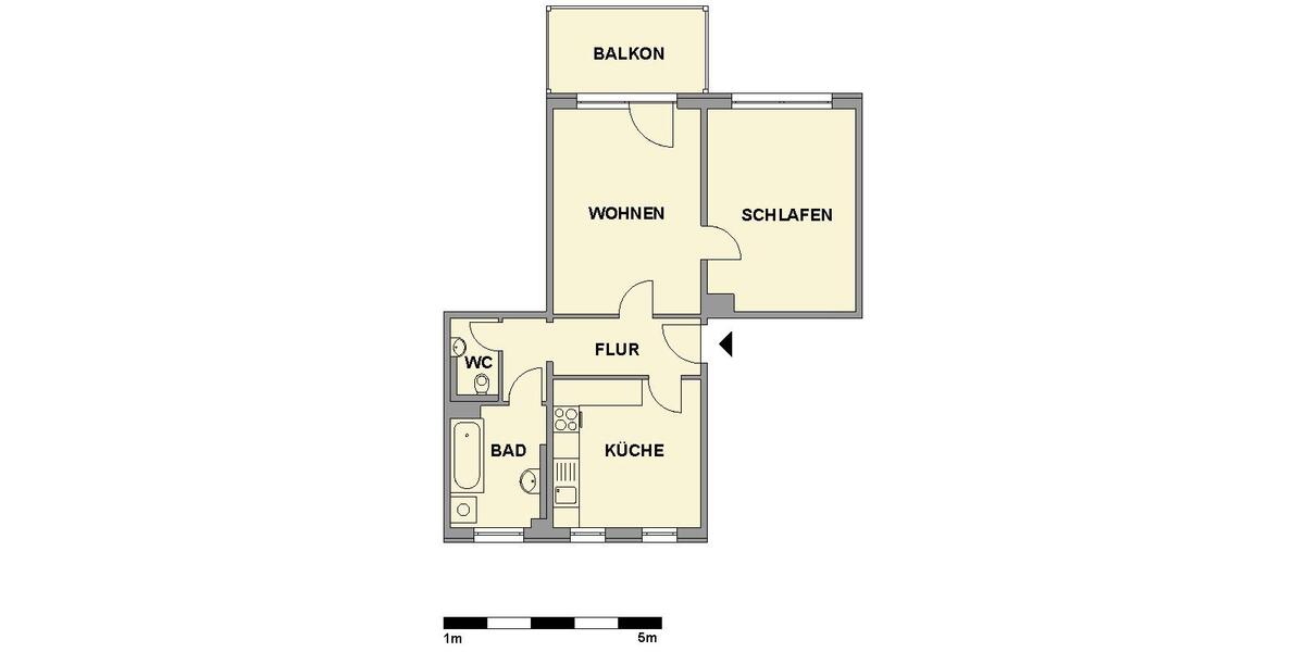 Großzügige 2-Raum-Balkonwohnung mit Gäste-WC 2 zimmer