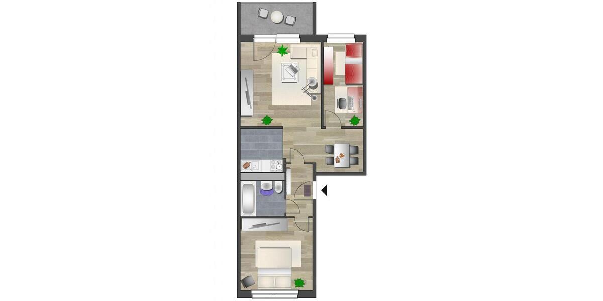 Etagenwohnung Chemnitz Kapellenberg - 3 Zimmer, 52 m&sup2;, 314&euro; | Angebot:26681824