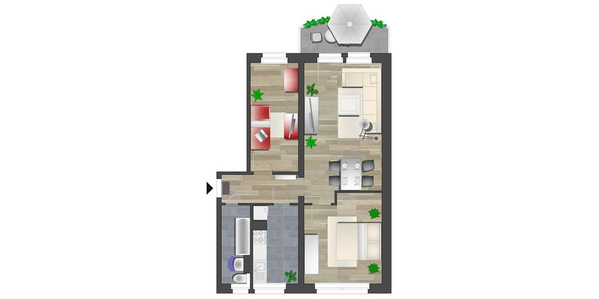 Ruhig gelegene 3-Raum-Wohnung mit Einbauküche 3 zimmer