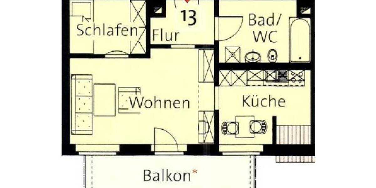 Kleine Wohnung mit großem Balkon zur Selbstnutzung gesucht? Ab sofort frei! 1.5 zimmer