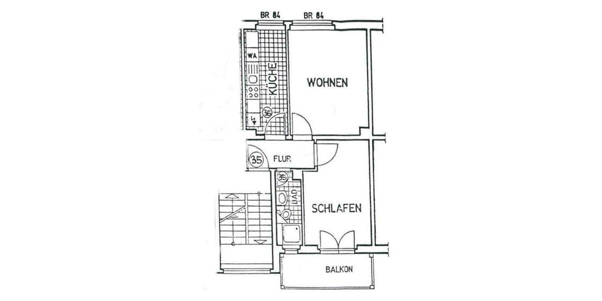 Etagenwohnung Chemnitz Kappel - 2 Zimmer, 44 m&sup2;, 49.000&euro; | Angebot:25682307