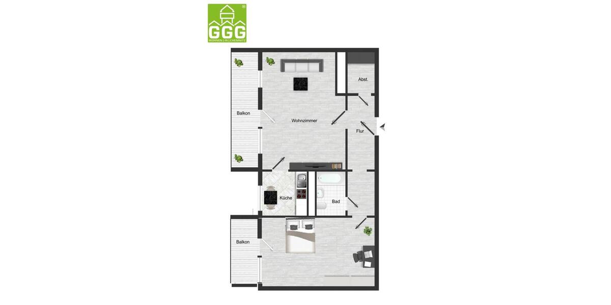 Etagenwohnung Chemnitz Klaffenbach - 2 Zimmer, 72 m&sup2;, 477&euro; | Angebot:26682555