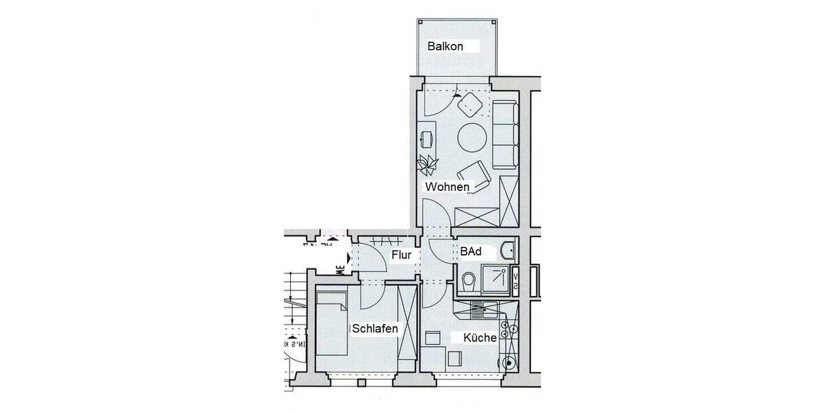 Etagenwohnung Chemnitz Lutherviertel - 2 Zimmer, 43 m&sup2;, 280&euro; | Angebot:26816881