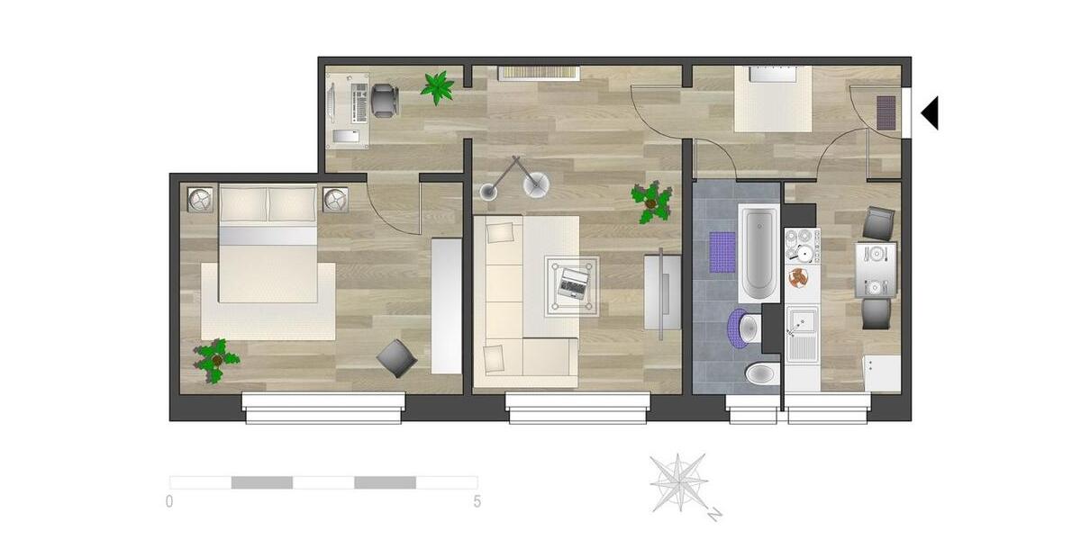 Erdgeschoßwohnung Chemnitz - 2 Zimmer, 56 m&sup2;, 320&euro; | Angebot:26682276