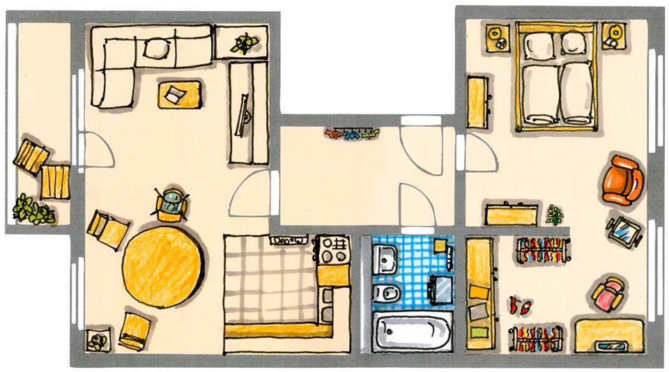 Erdgeschoßwohnung Chemnitz Hilbersdorf - 2 Zimmer, 49 m&sup2;, 263&euro; | Angebot:26206019