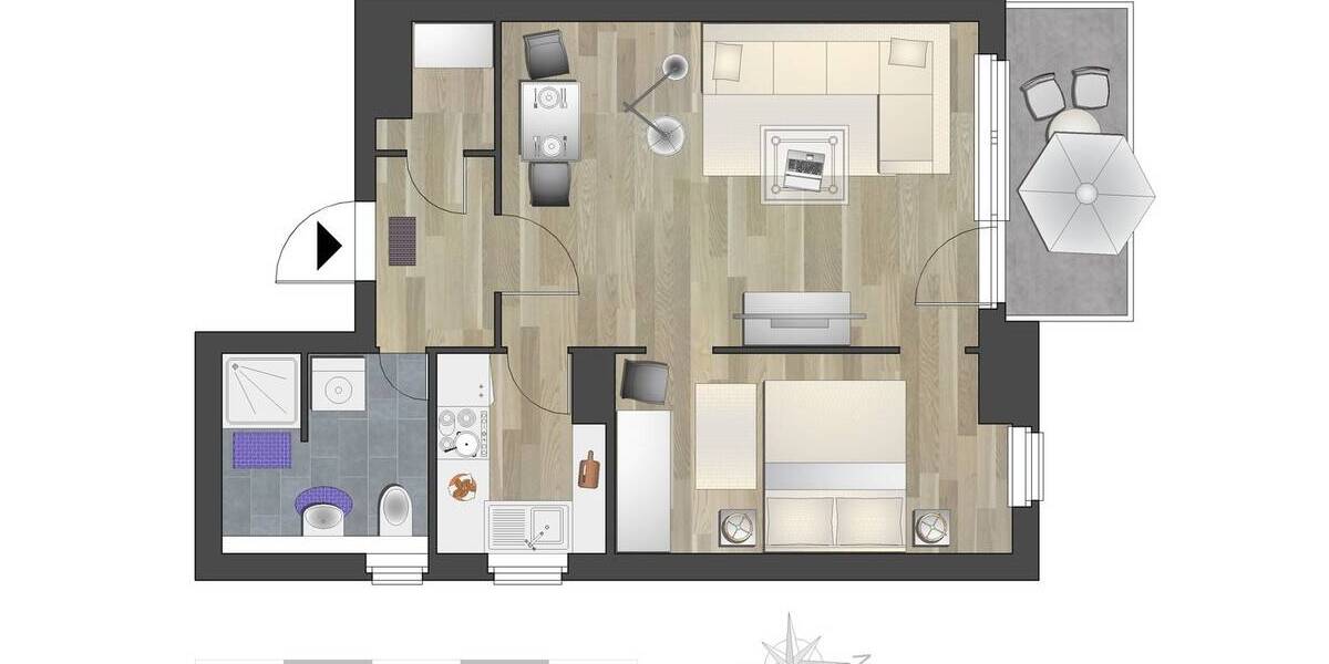 Etagenwohnung Chemnitz Zentrum - 2 Zimmer, 46 m&sup2;, 331&euro; | Angebot:26695886